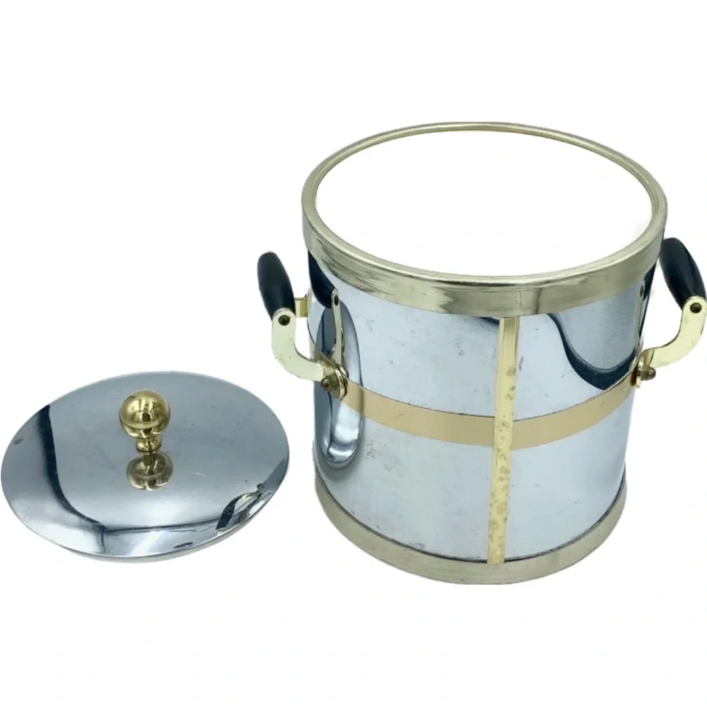 Vintage Mid-Century Kraftware Silver Chrome Metal Ice Bucket Barware